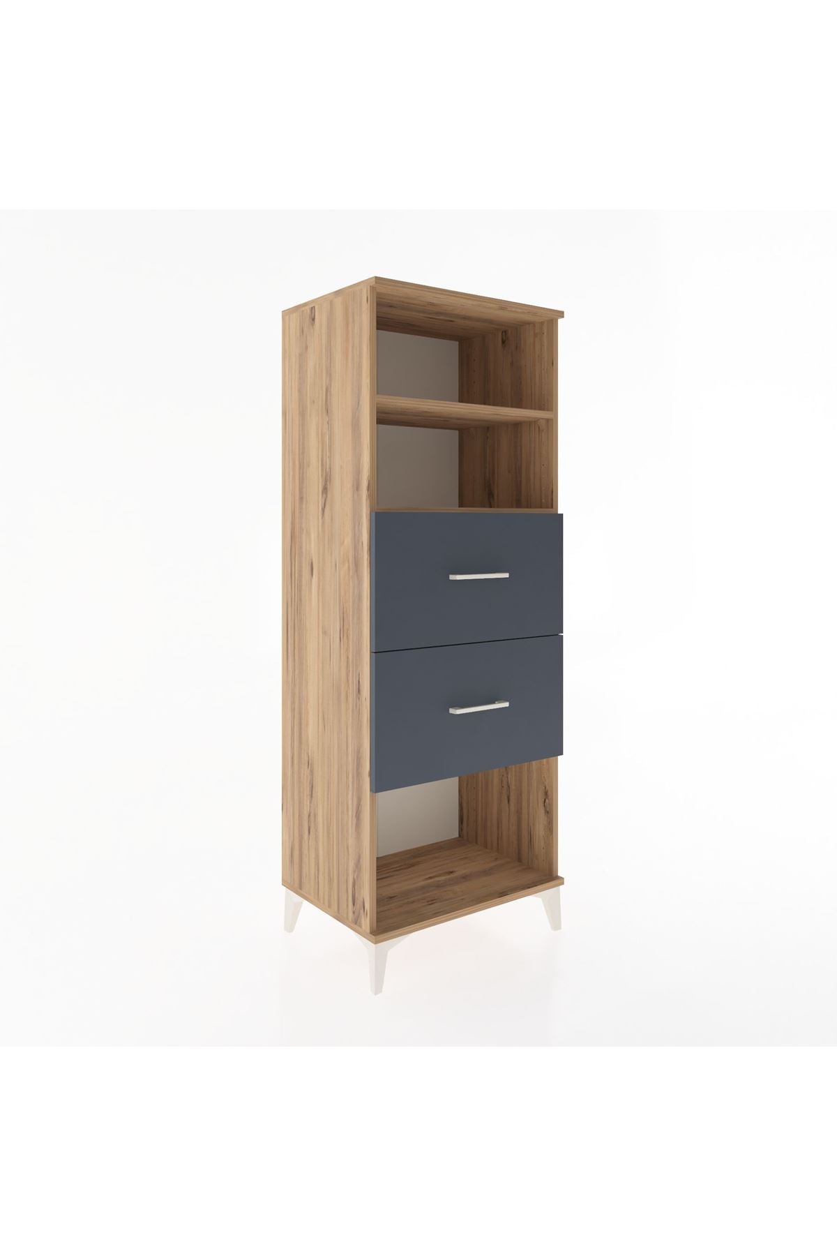 Hyperion Dolap 2 Raflı 2 Çekmeceli 60x44x163 Çam-Antrasit