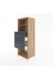 Hyperion Dolap 2 Raflı 2 Çekmeceli 60x44x163 Çam-Antrasit