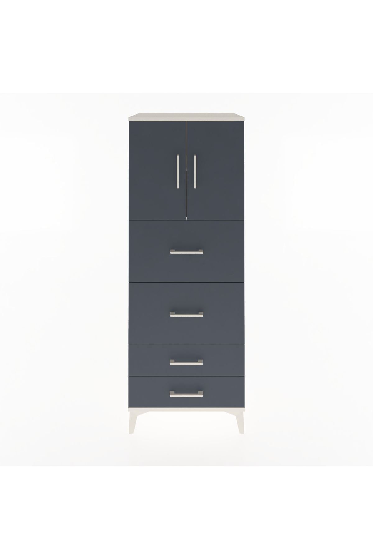 Hyperion Dolap 2 Raflı 4 Çekmeceli 2 Kapaklı 60x44x163 Aytaşı-Antrasit