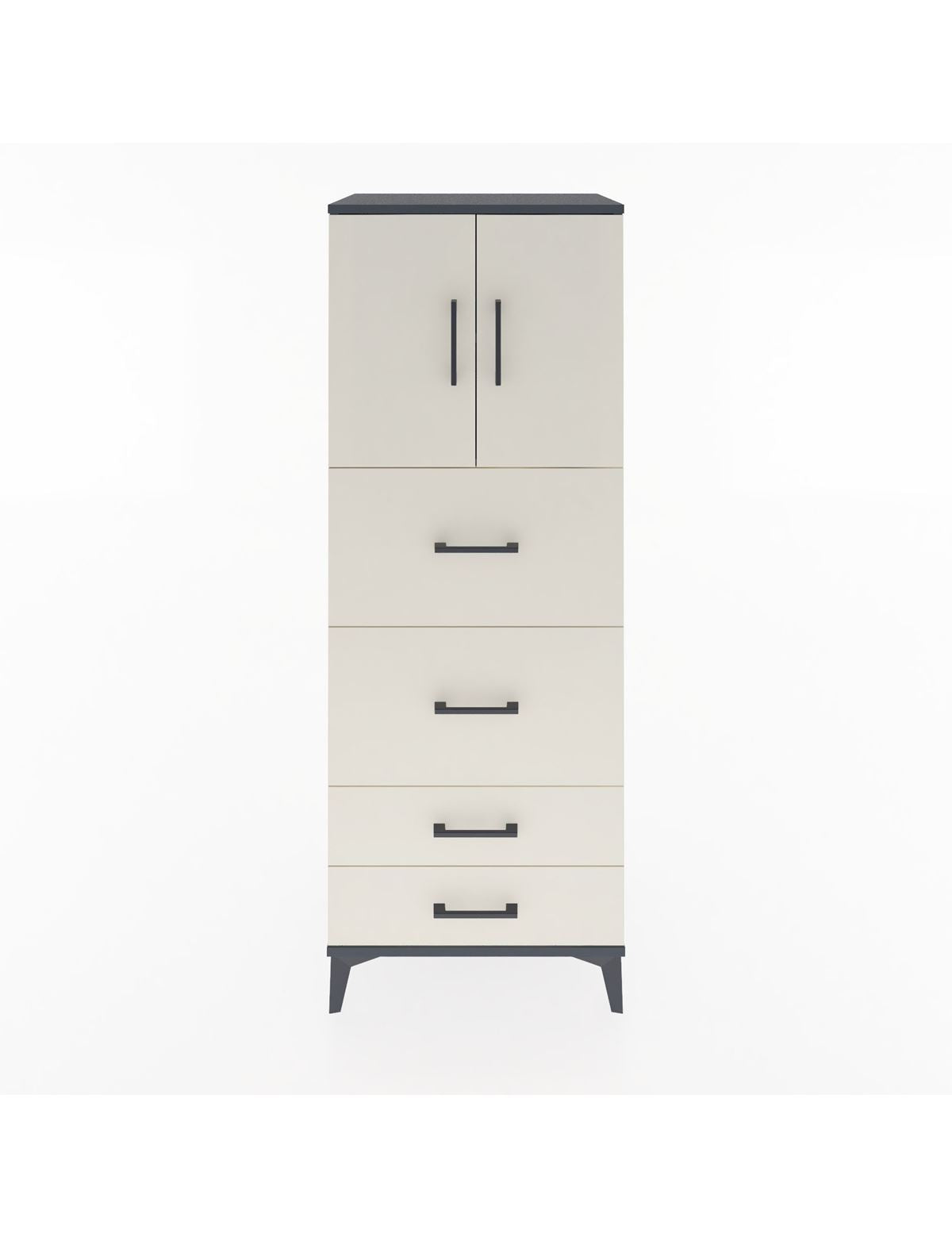 Hyperion Dolap 2 Raflı 4 Çekmeceli 2 Kapaklı 60x44x163 Antrasit-Aytaşı