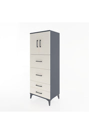 Hyperion Dolap 2 Raflı 4 Çekmeceli 2 Kapaklı 60x44x163 Antrasit-Aytaşı