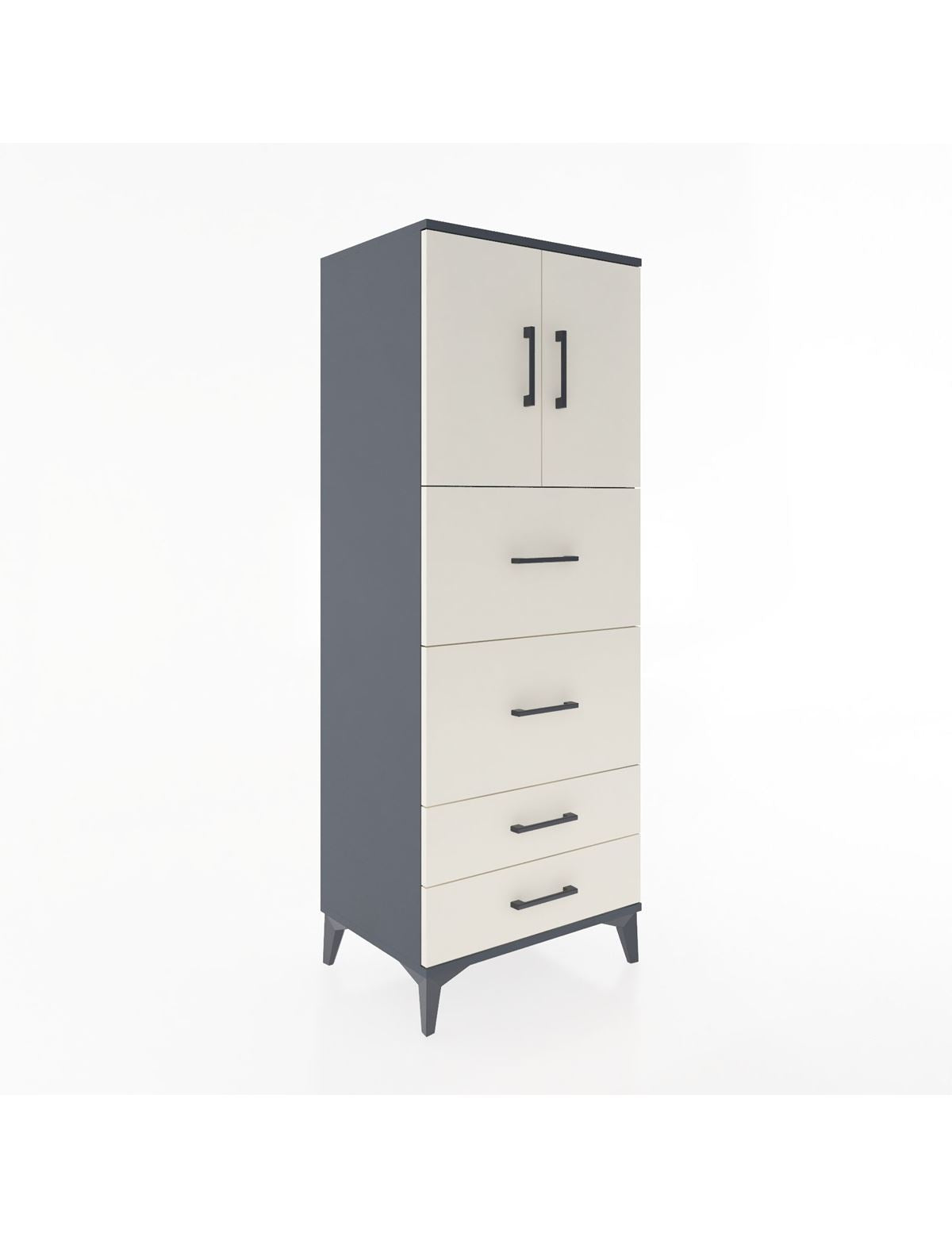 Hyperion Dolap 2 Raflı 4 Çekmeceli 2 Kapaklı 60x44x163 Antrasit-Aytaşı