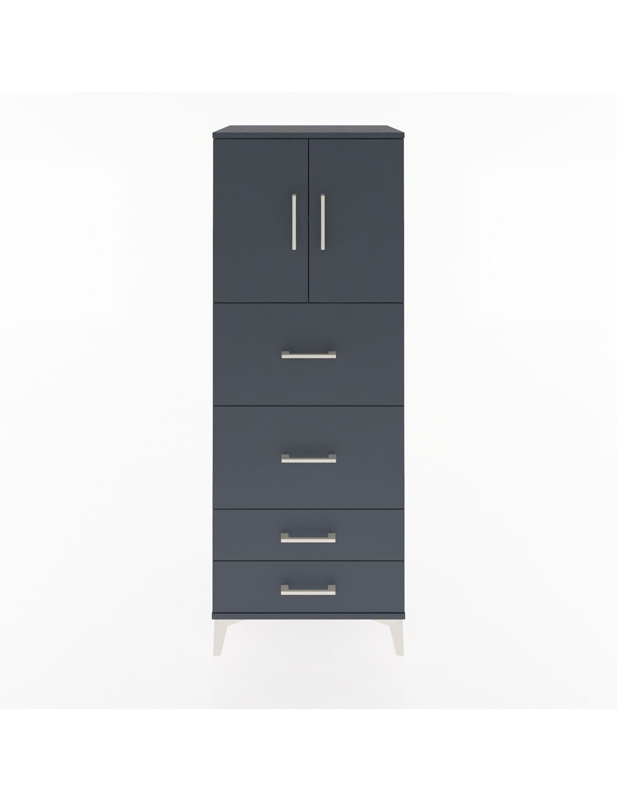 Hyperion Dolap 2 Raflı 4 Çekmeceli 2 Kapaklı 60x44x163 Antrasit-Antrasit