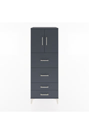 Hyperion Dolap 2 Raflı 4 Çekmeceli 2 Kapaklı 60x44x163 Antrasit-Antrasit