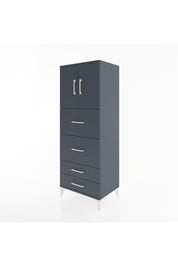 Hyperion Dolap 2 Raflı 4 Çekmeceli 2 Kapaklı 60x44x163 Antrasit-Antrasit