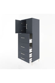 Hyperion Dolap 2 Raflı 4 Çekmeceli 2 Kapaklı 60x44x163 Antrasit-Antrasit