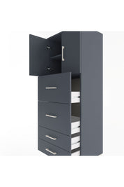 Hyperion Dolap 2 Raflı 4 Çekmeceli 2 Kapaklı 60x44x163 Antrasit-Antrasit