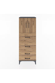 Hyperion Dolap 2 Raflı 4 Çekmeceli 2 Kapaklı 60x44x163 Antrasit-Çam