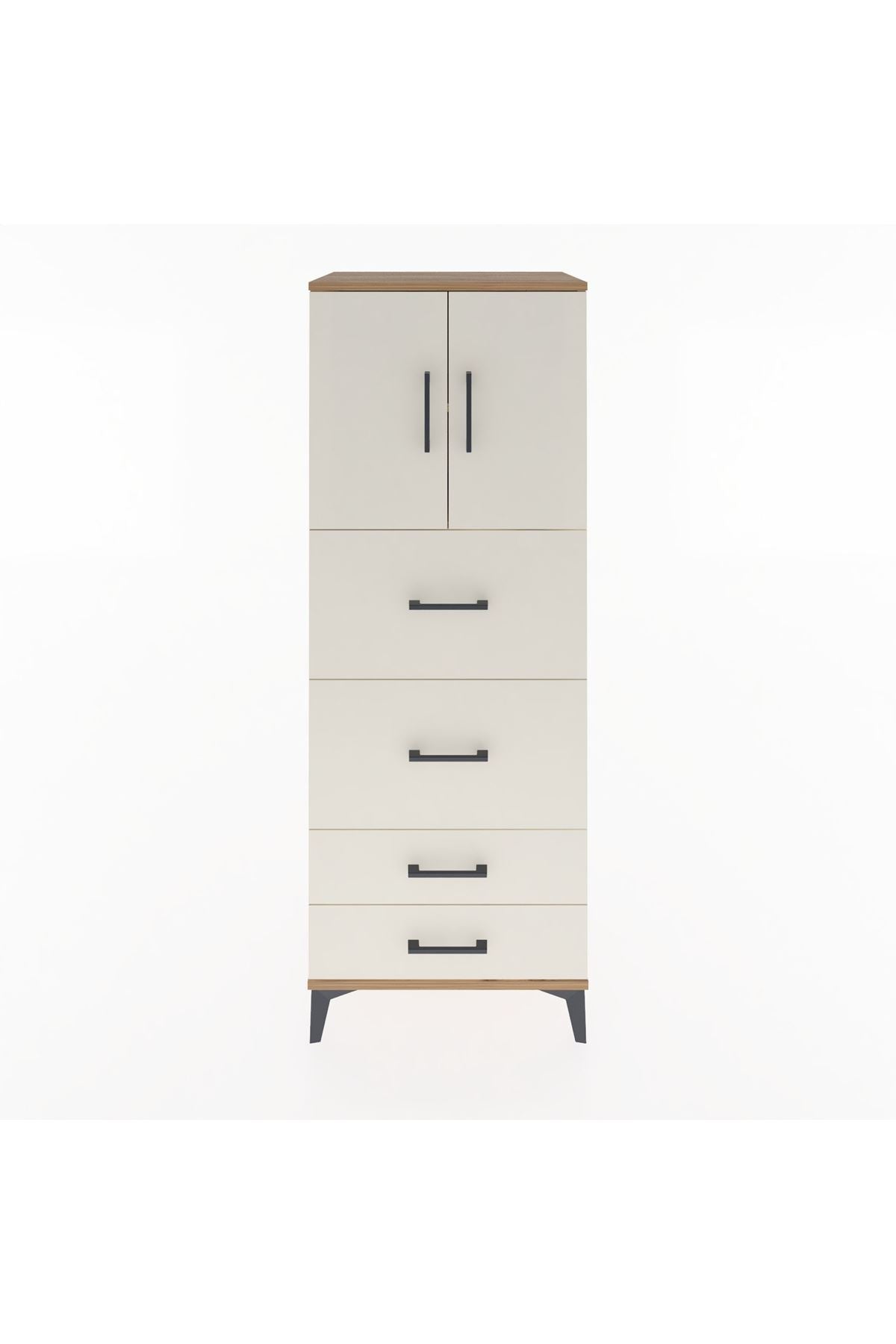 Hyperion Dolap 2 Raflı 4 Çekmeceli 2 Kapaklı 60x44x163 Çam-Aytaşı