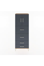 Hyperion Dolap 2 Raflı 4 Çekmeceli 2 Kapaklı 60x44x163 Çam-Antrasit