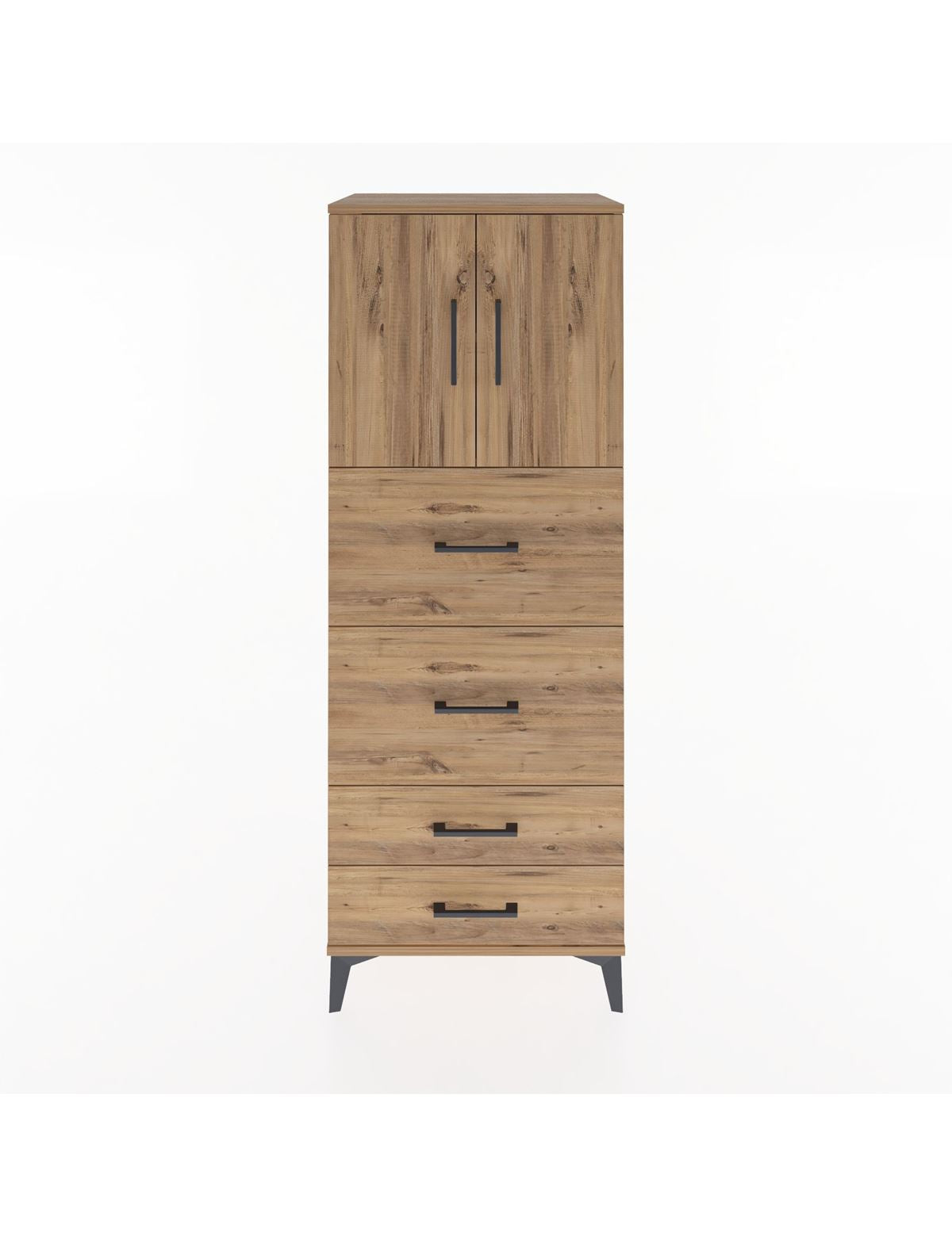 Hyperion Dolap 2 Raflı 4 Çekmeceli 2 Kapaklı 60x44x163 Çam-Çam