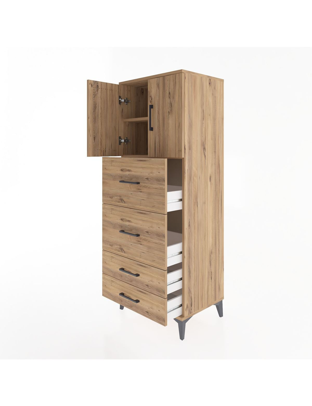 Hyperion Dolap 2 Raflı 4 Çekmeceli 2 Kapaklı 60x44x163 - S53M077V9B