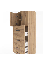 Hyperion Dolap 2 Raflı 4 Çekmeceli 2 Kapaklı 60x44x163 Çam-Çam