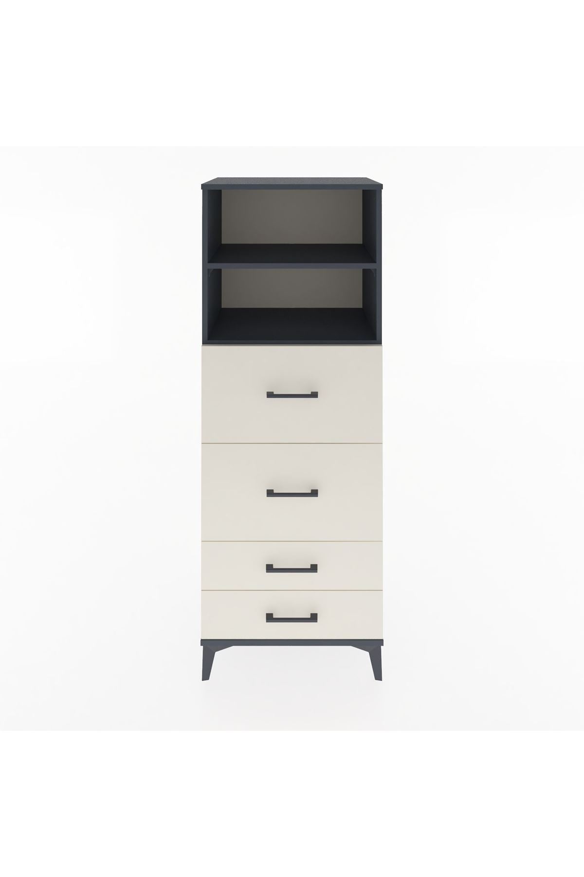 Hyperion Dolap 2 Raflı 4 Çekmeceli 60x44x163 Antrasit-Aytaşı