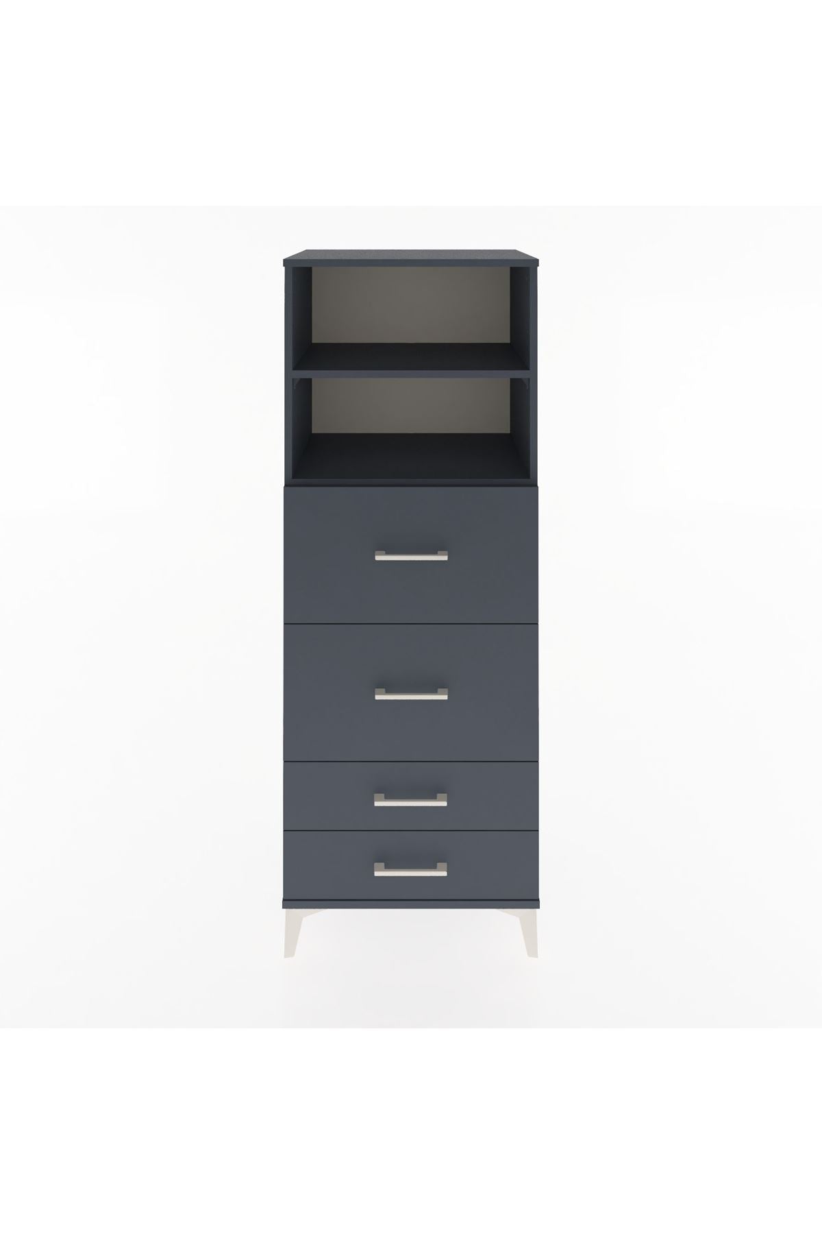 Hyperion Dolap 2 Raflı 4 Çekmeceli 60x44x163 Antrasit-Antrasit