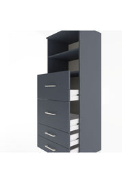 Hyperion Dolap 2 Raflı 4 Çekmeceli 60x44x163 Antrasit-Antrasit