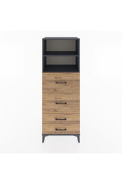 Hyperion Dolap 2 Raflı 4 Çekmeceli 60x44x163 Antrasit-Çam