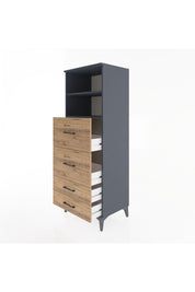 Hyperion Dolap 2 Raflı 4 Çekmeceli 60x44x163 Antrasit-Çam