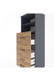 Hyperion Dolap 2 Raflı 4 Çekmeceli 60x44x163 Antrasit-Çam