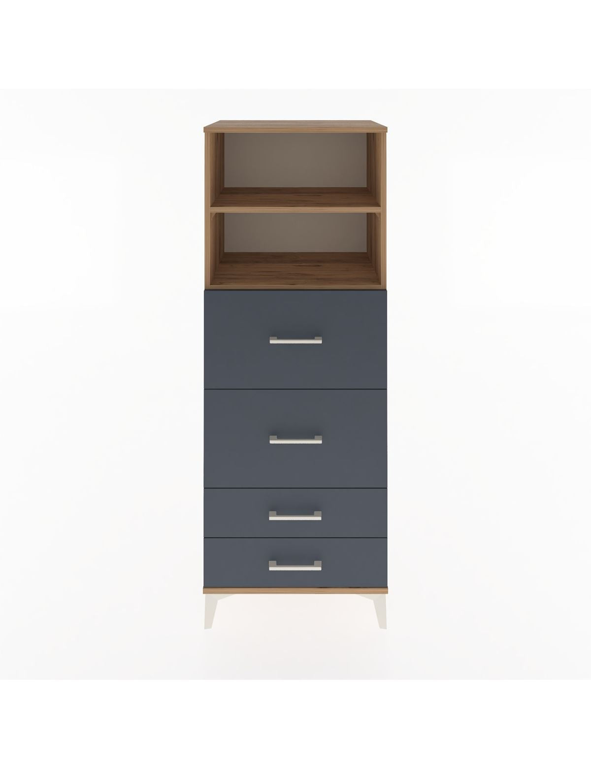 Hyperion Dolap 2 Raflı 4 Çekmeceli 60x44x163 Çam-Antrasit