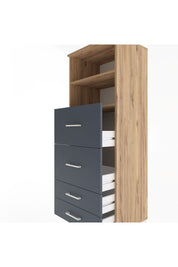Hyperion Dolap 2 Raflı 4 Çekmeceli 60x44x163 Çam-Antrasit