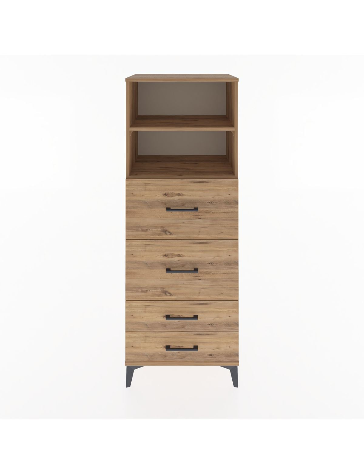 Hyperion Dolap 2 Raflı 4 Çekmeceli 60x44x163 Çam-Çam