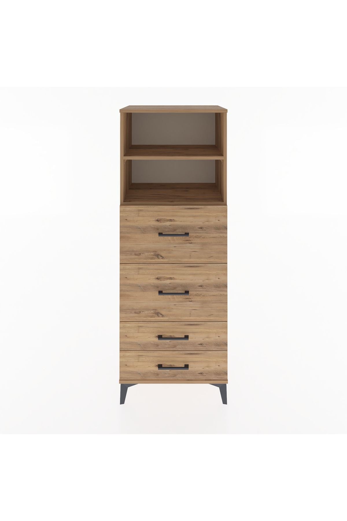 Hyperion Dolap 2 Raflı 4 Çekmeceli 60x44x163 Çam-Çam