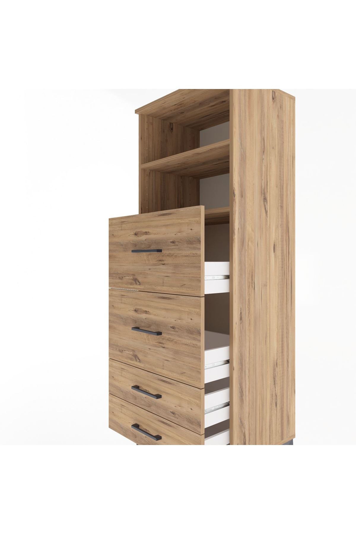 Hyperion Dolap 2 Raflı 4 Çekmeceli 60x44x163 Çam-Çam