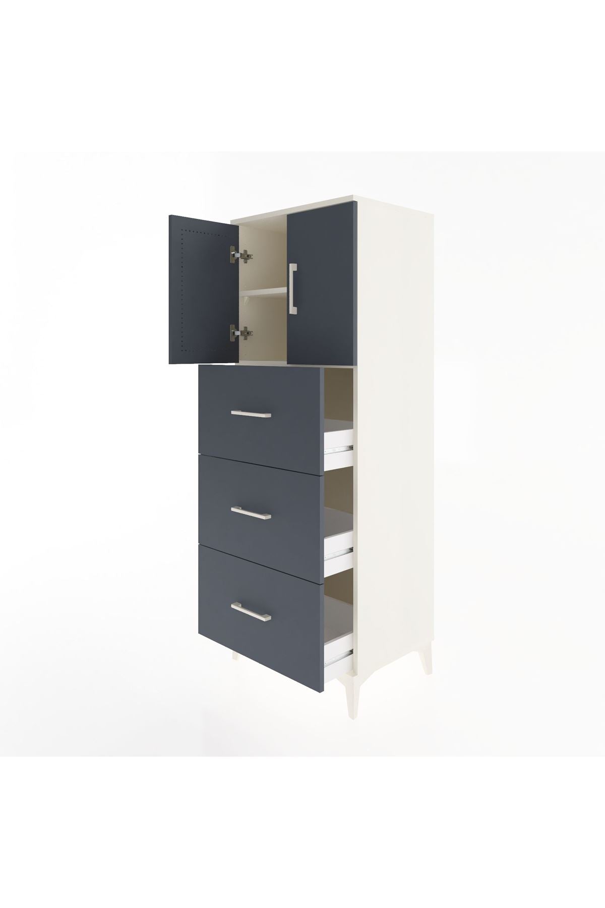 Hyperion Dolap 2 Raflı 3 Çekmeceli 2 Kapaklı 60x44x163 Aytaşı-Antrasit