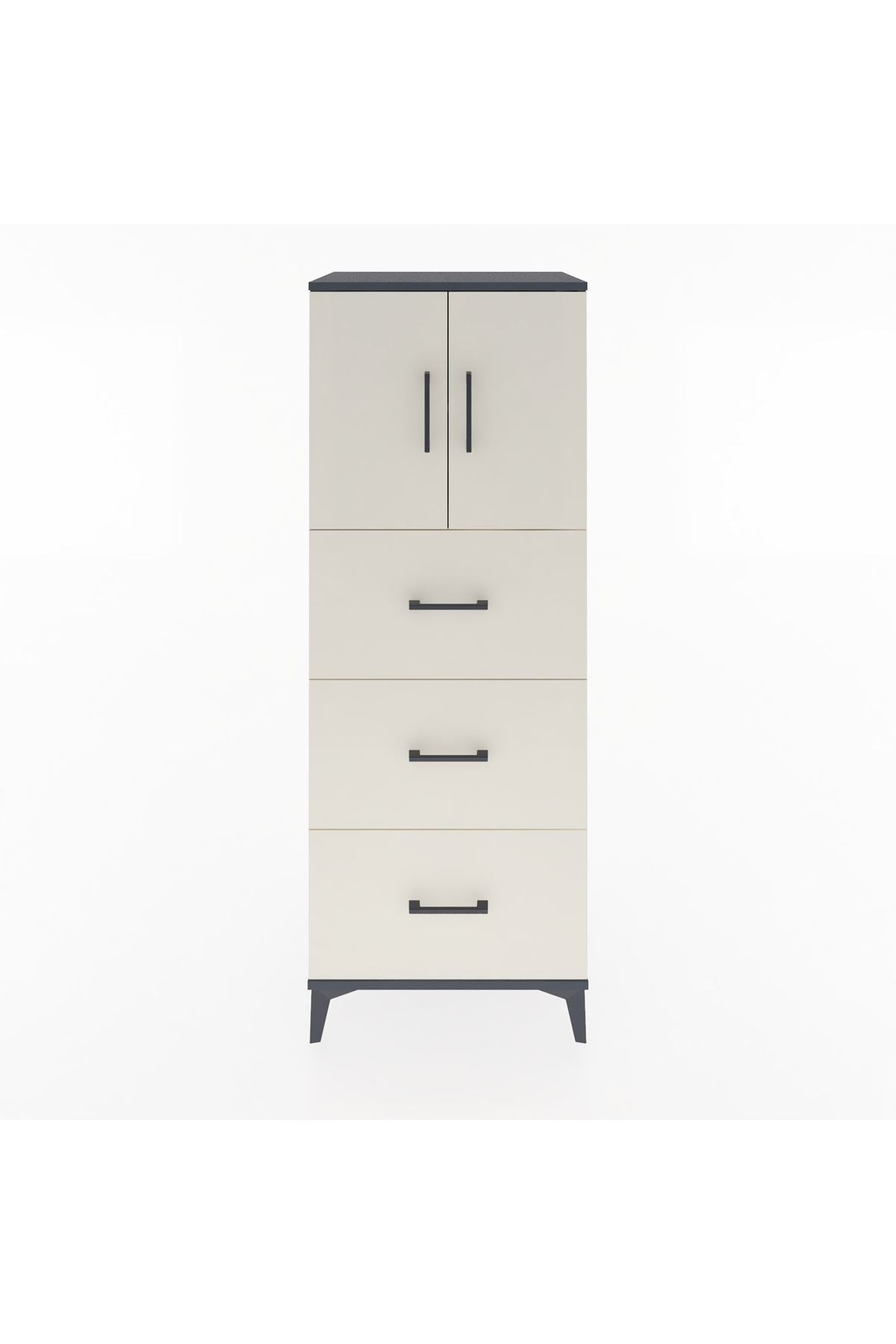 Hyperion Dolap 2 Raflı 3 Çekmeceli 2 Kapaklı 60x44x163 Antrasit-Aytaşı