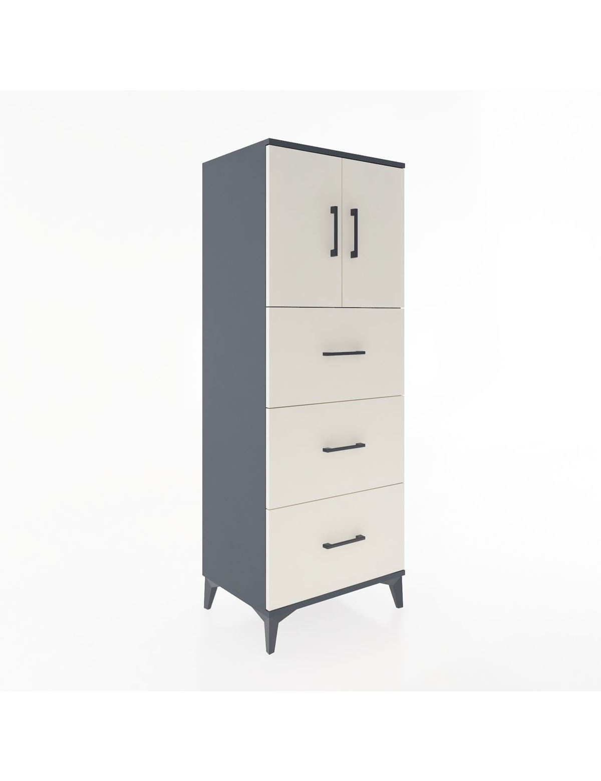 Hyperion Dolap 2 Raflı 3 Çekmeceli 2 Kapaklı 60x44x163 Antrasit-Aytaşı