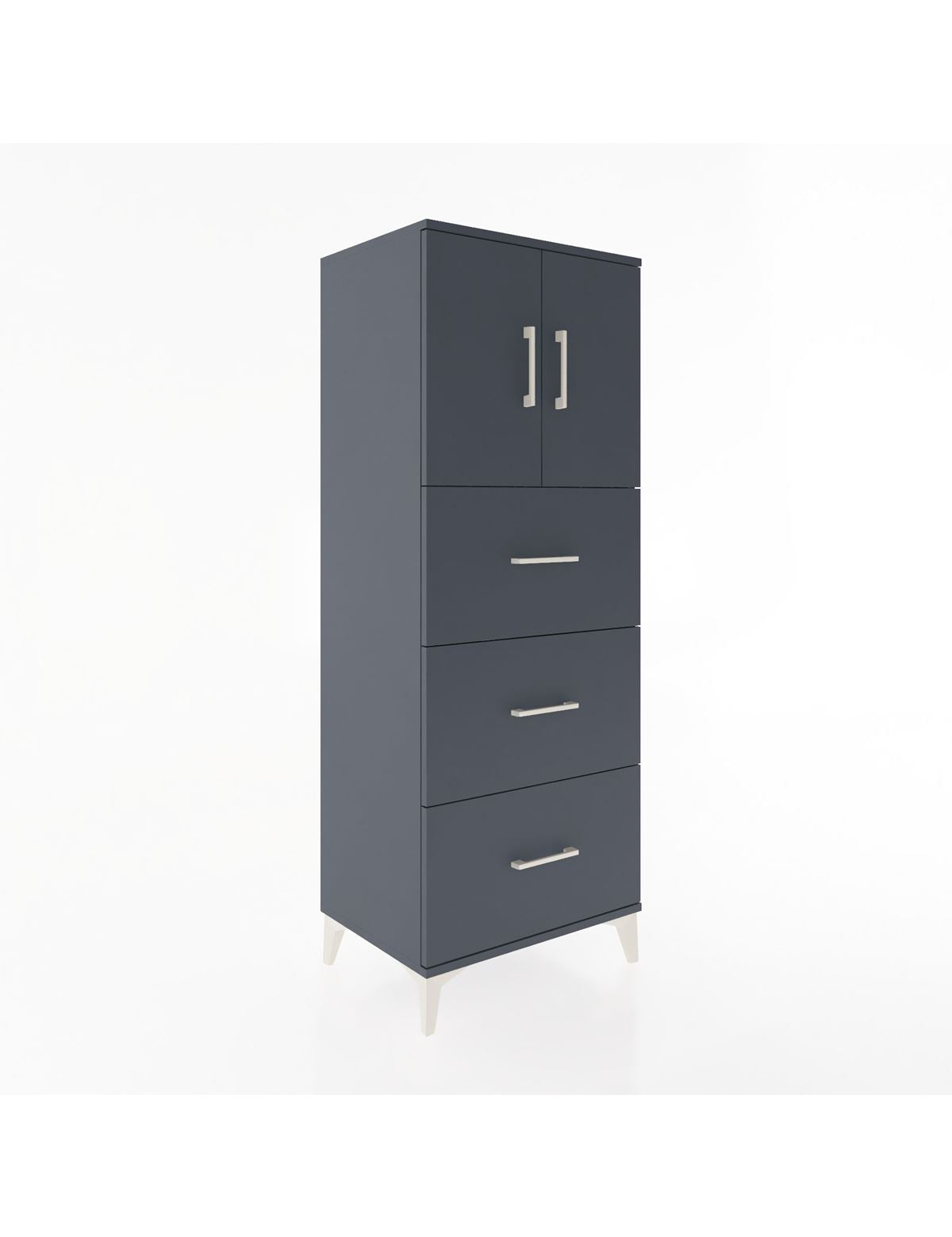 Hyperion Dolap 2 Raflı 3 Çekmeceli 2 Kapaklı 60x44x163 Antrasit-Antrasit