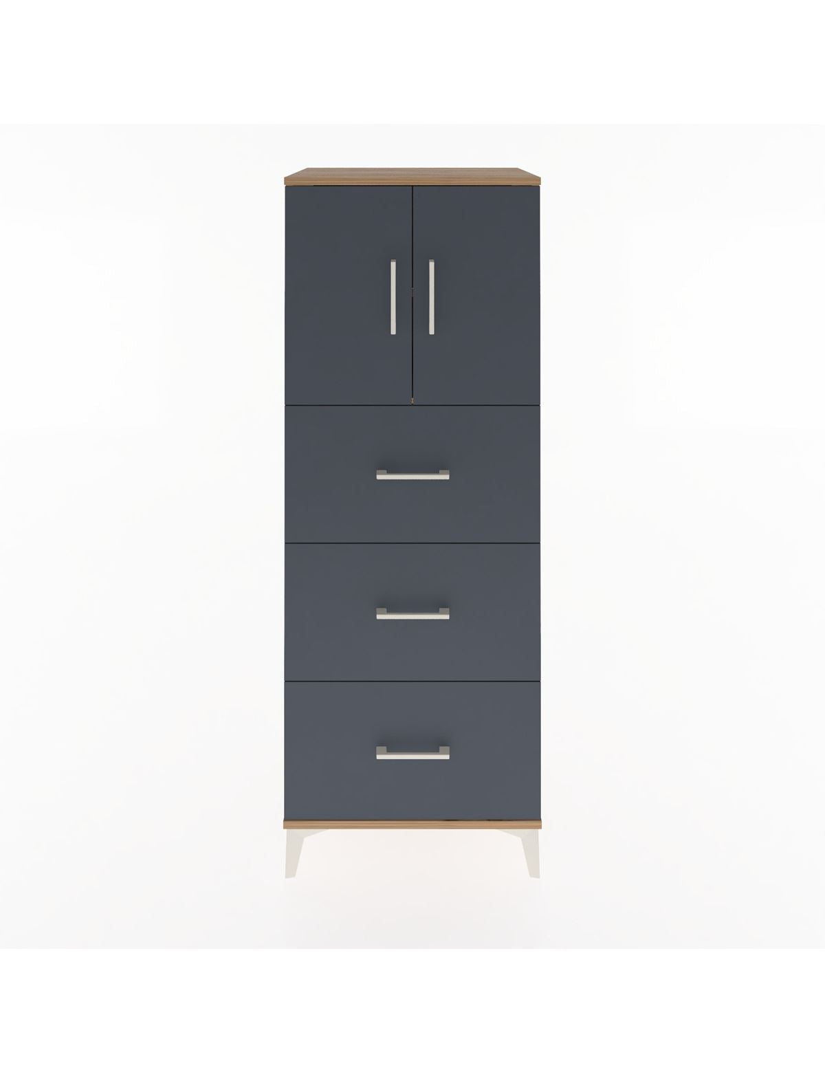 Hyperion Dolap 2 Raflı 3 Çekmeceli 2 Kapaklı 60x44x163 Çam-Antrasit