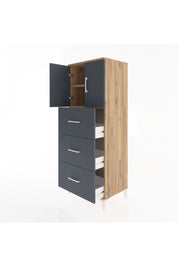 Hyperion Dolap 2 Raflı 3 Çekmeceli 2 Kapaklı 60x44x163 Çam-Antrasit