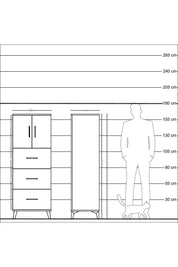 Hyperion Dolap 2 Raflı 3 Çekmeceli 2 Kapaklı 60x44x163 Çam-Antrasit