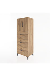 Hyperion Dolap 2 Raflı 3 Çekmeceli 2 Kapaklı 60x44x163 Çam-Çam