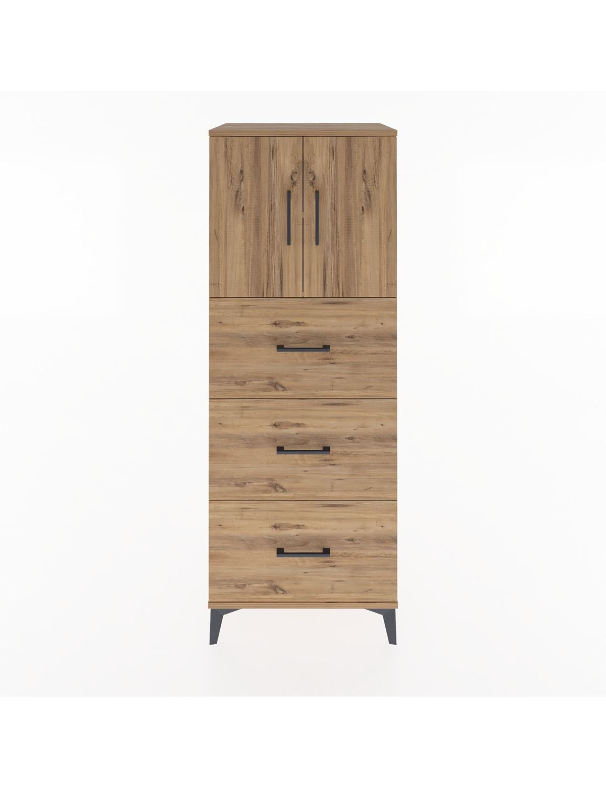 Hyperion Dolap 2 Raflı 3 Çekmeceli 2 Kapaklı 60x44x163 Çam-Çam