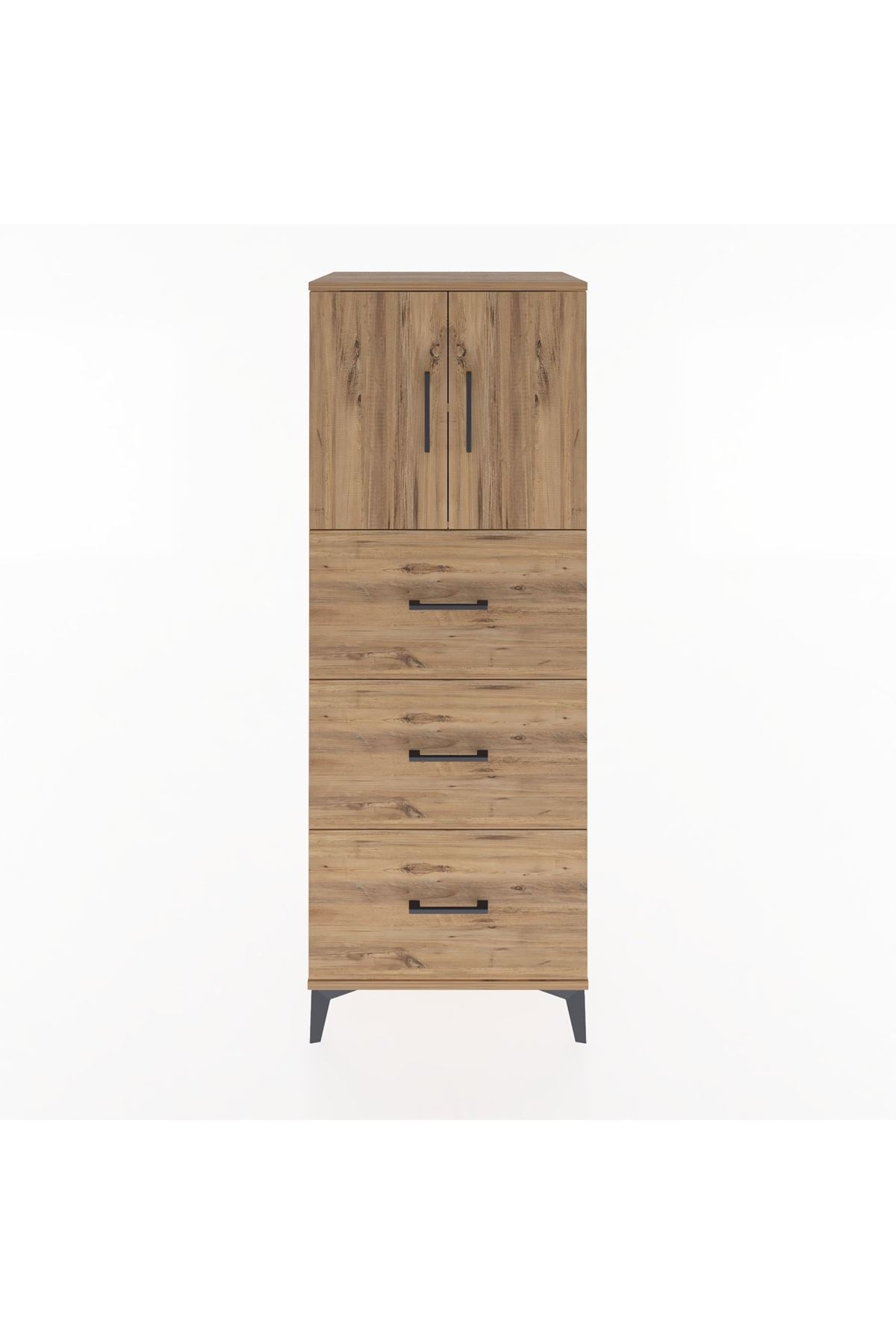 Hyperion Dolap 2 Raflı 3 Çekmeceli 2 Kapaklı 60x44x163 Çam-Çam