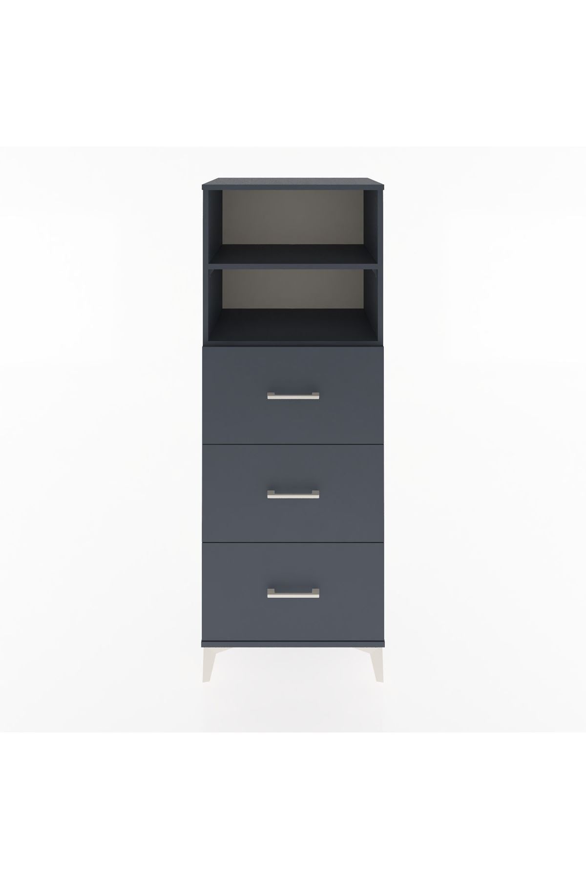 Hyperion Dolap 2 Raflı 3 Çekmeceli 60x44x163 Antrasit-Antrasit