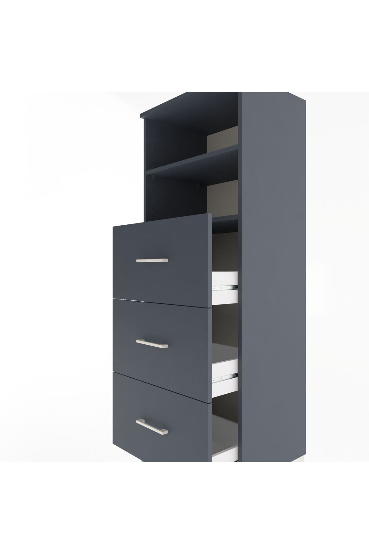 Hyperion Dolap 2 Raflı 3 Çekmeceli 60x44x163 Antrasit-Antrasit