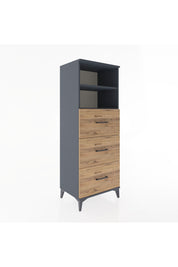 Hyperion Dolap 2 Raflı 3 Çekmeceli 60x44x163 Antrasit-Çam