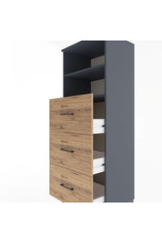 Hyperion Dolap 2 Raflı 3 Çekmeceli 60x44x163 Antrasit-Çam