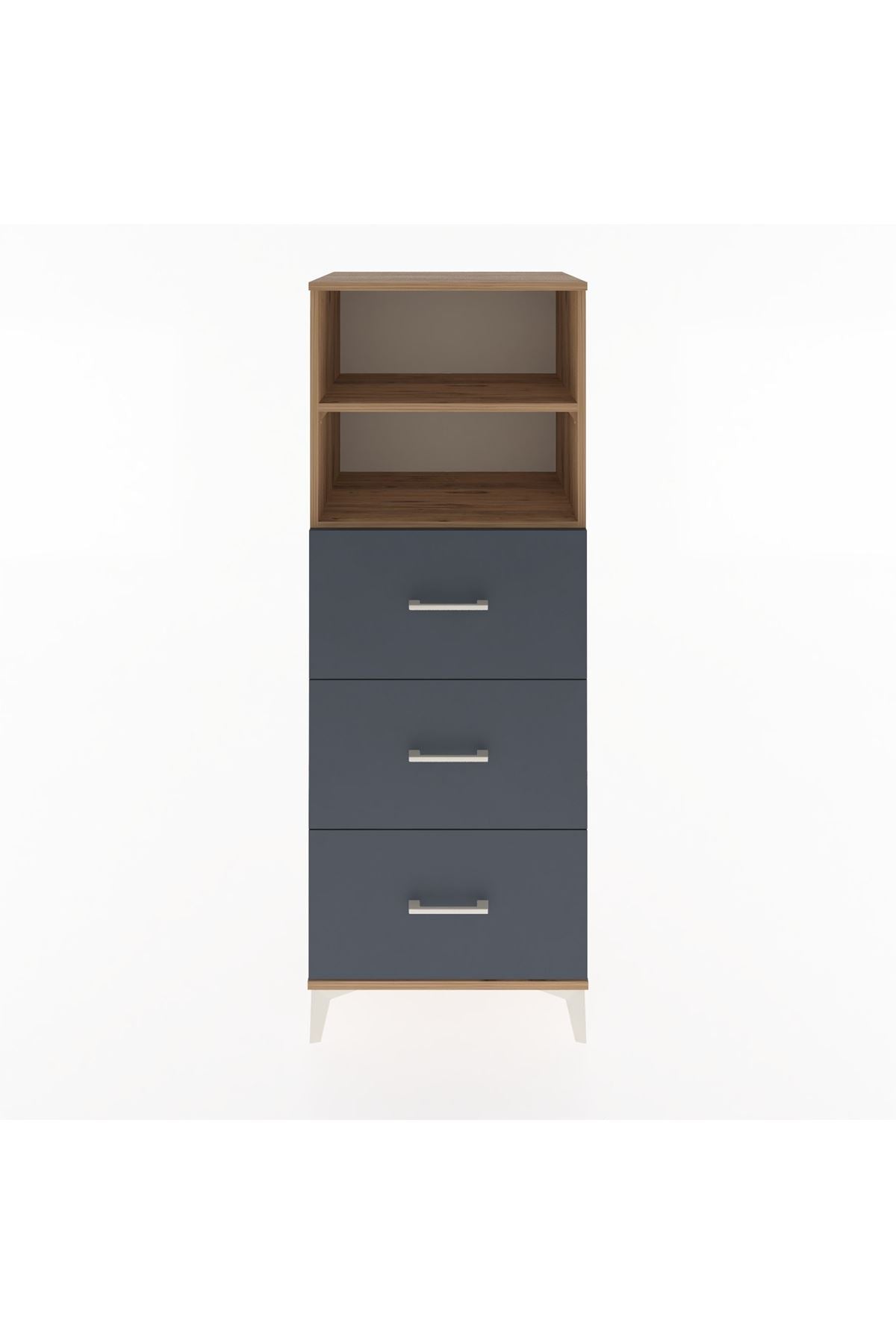 Hyperion Dolap 2 Raflı 3 Çekmeceli 60x44x163 Çam-Antrasit