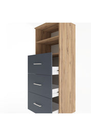 Hyperion Dolap 2 Raflı 3 Çekmeceli 60x44x163 Çam-Antrasit