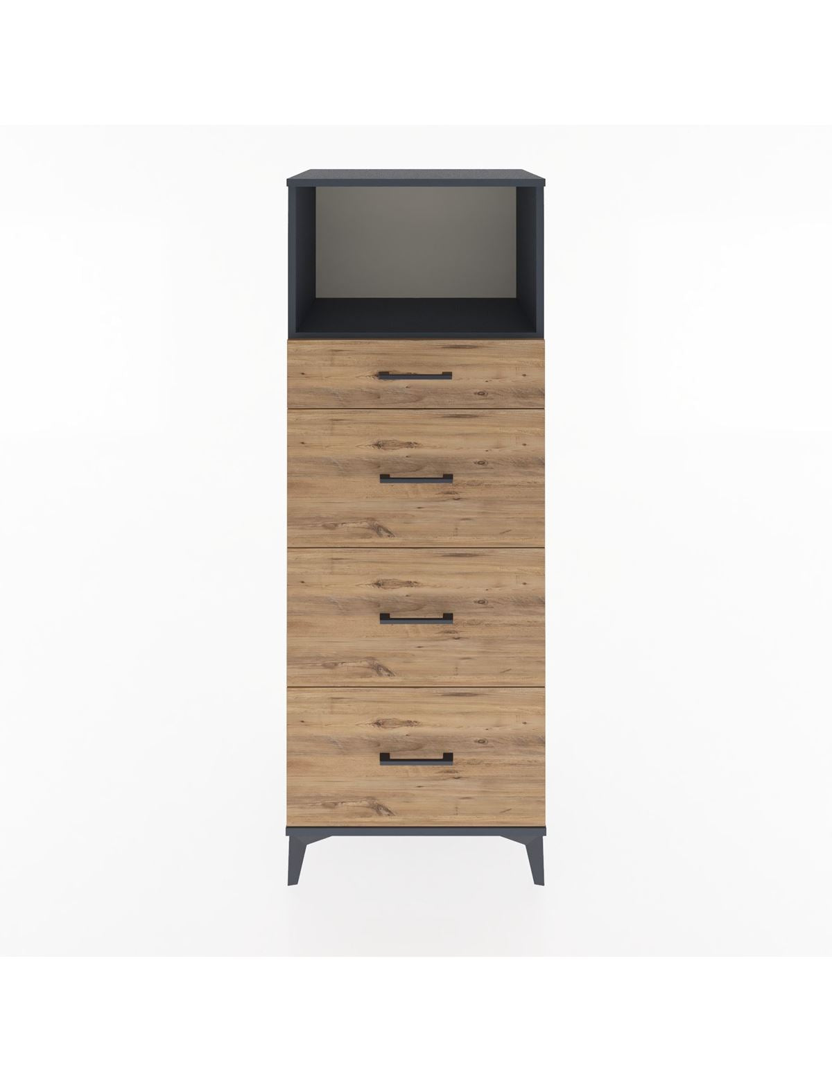 Hyperion Dolap Tek Raflı 4 Çekmeceli 60x44x163 Antrasit-Çam