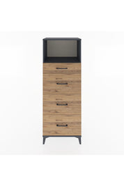 Hyperion Dolap Tek Raflı 4 Çekmeceli 60x44x163 Antrasit-Çam