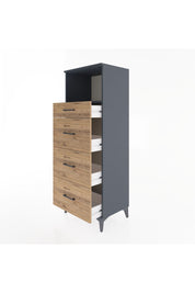 Hyperion Dolap Tek Raflı 4 Çekmeceli 60x44x163 Antrasit-Çam
