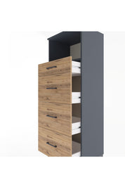 Hyperion Dolap Tek Raflı 4 Çekmeceli 60x44x163 Antrasit-Çam