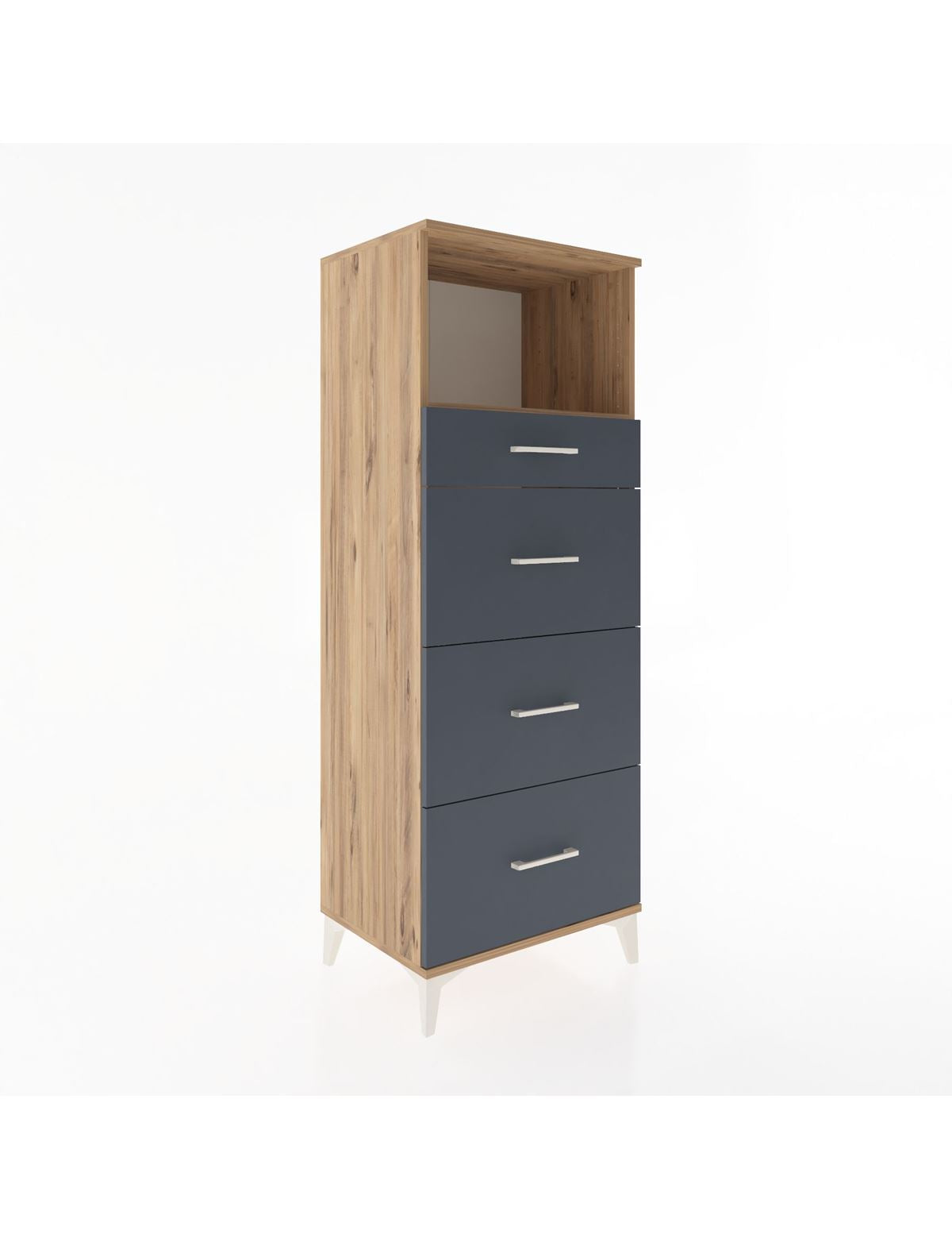 Hyperion Dolap Tek Raflı 4 Çekmeceli 60x44x163 Çam-Antrasit