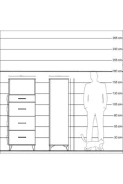 Hyperion Dolap Tek Raflı 4 Çekmeceli 60x44x163 Çam-Antrasit